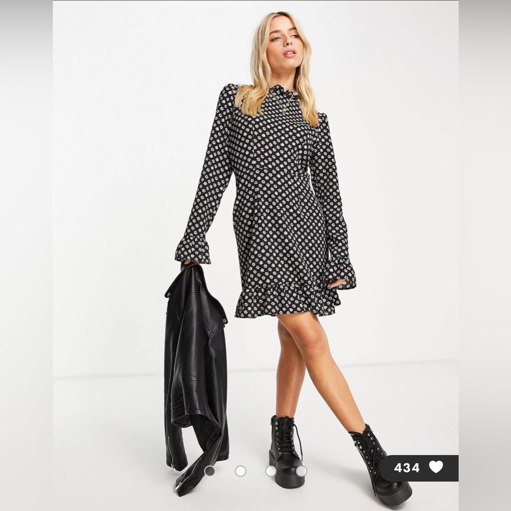 ASOS DESIGN black daisy print dress